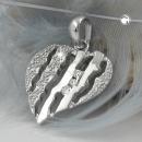 Anhänger 19x19mm Herz mit Zirkonias rhodiniert Silber 925