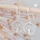 Ohrhaken Ohrring 24x11mm Baum des Lebens kreisrund glänzend Silber 925