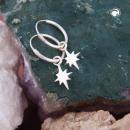 Creole Ohrring 23x7mm Drahtcreole mit Steckverschluss und Einhänger Stern glänzend Silber 925