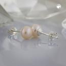 Ohrstecker Ohrring ca. 6,5mm Süßwasserzuchtperle roséfarben unrund Silber 925