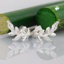 Ohrstecker Ohrring 11x6mm Blatt mit Zirkonias Silber 925