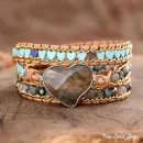 Wickelarmband mit Labradorit-Herz und Perlen