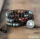 Wickelarmband mit Amazonit, Jaspis & Onyx – bunte Natursteinperlen