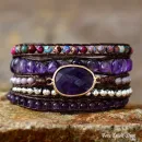 Wickelarmband mit Amethyst und violettem Jaspis