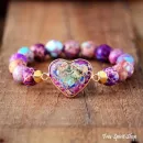 Perlenarmband aus lila Jaspis, Boho-Herzband
