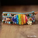 Gemischte Steine und Regenbogen-Chakra Wickelarmband