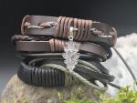 Erdpfad – 4-teiliges Runenarmband aus Leder mit 925er Silber