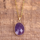 Edelstein Tropfen Kette – Edelstahl goldfarben | Variante Amethyst