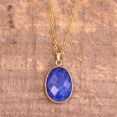 Lapislazuli Tropfen Kette – Edelstahl goldfarben