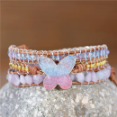 Wickelarmband mit Schmetterling – Rosenquarz & Jaspis im Boho Stil
